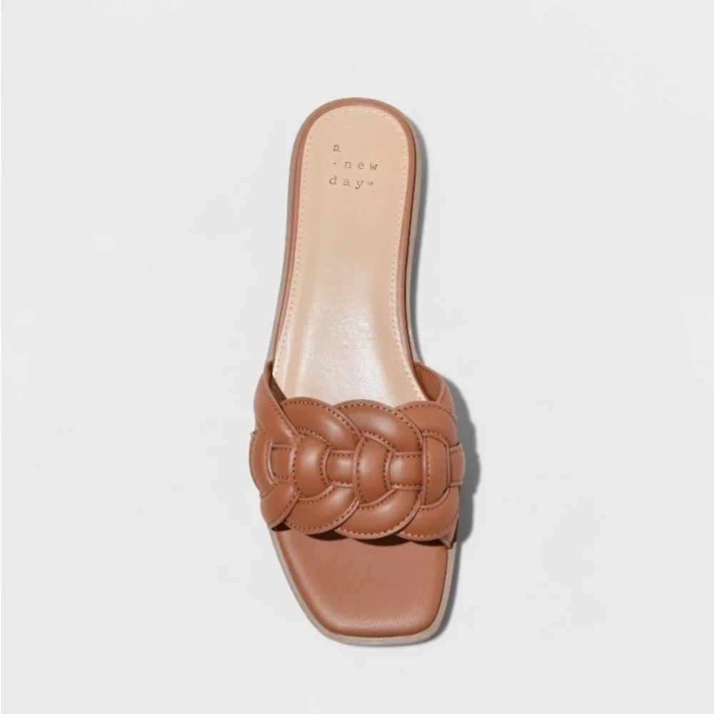 Women's Claudette Slide Sandals - A New Day Cognac 11